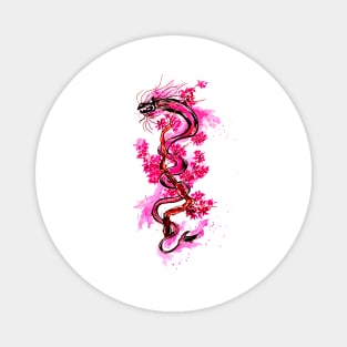 Pink Dragon and Blossoms Magnet